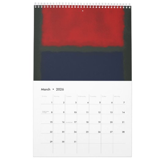 Mark Rothko art in digital style カレンダー (3月 2026)