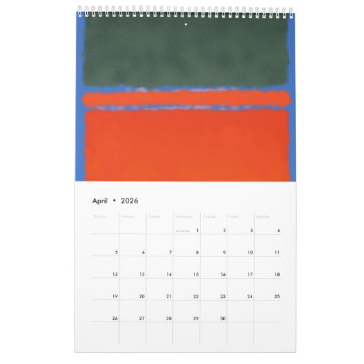 Mark Rothko art in digital style  カレンダー (4月 2026)