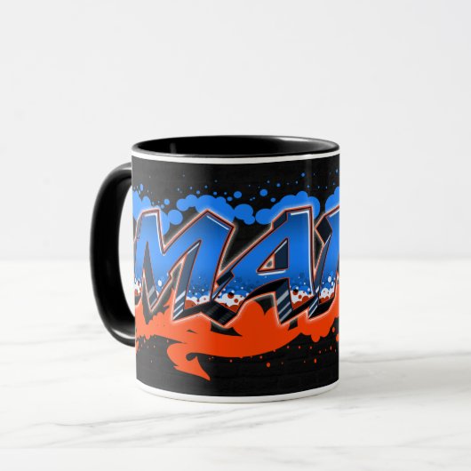 Mark Vorname Name Graffiti blue orange Tasse マグカップ (正面左)