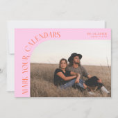 Mark Your Calendars Orange Pink Curved Frame Photo セーブザデート (正面)