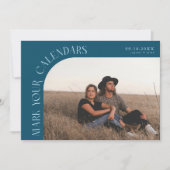 Mark Your Calendars Teal Curved Frame Photo セーブザデート (正面)