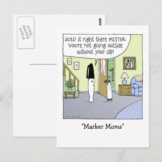 "Marker Moms" Funny Cartoon ポストカード (正面/裏面)
