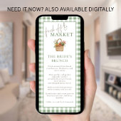 Market Brunch Gingham Bridal Shower Menu Card 招待状