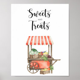 Market cart baby shower - sweets and treats ポスター