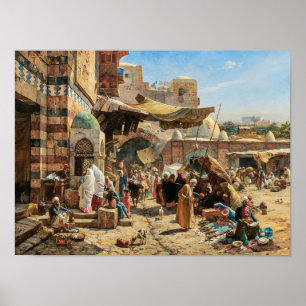 Market in Jaffa Gustav Bauernfeind ポスター