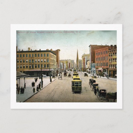 Market St., Newark NJ 1909ヴィンテージ ポストカード (正面)