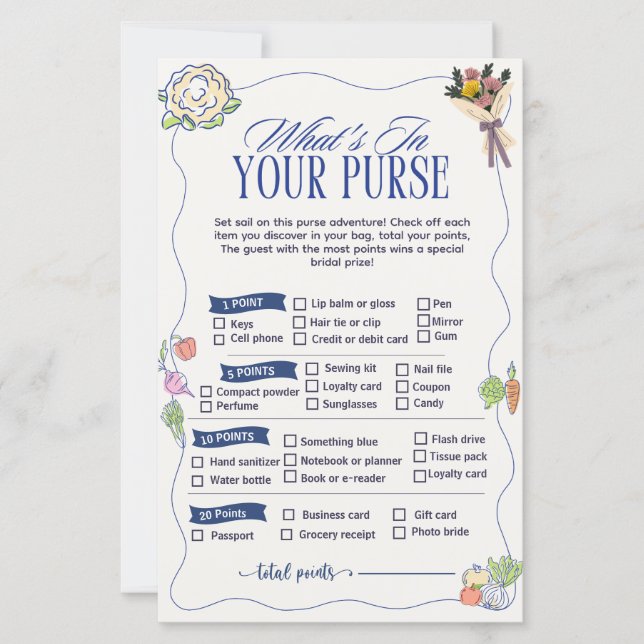 Market What in Your Purse Game Bridal Shower  (正面)