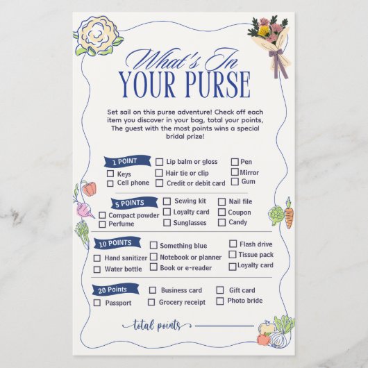 Market What in Your Purse Game Bridal Shower  (正面)