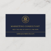 Marketing Consultant Blue Gold Logo QR Code 名刺 (正面)