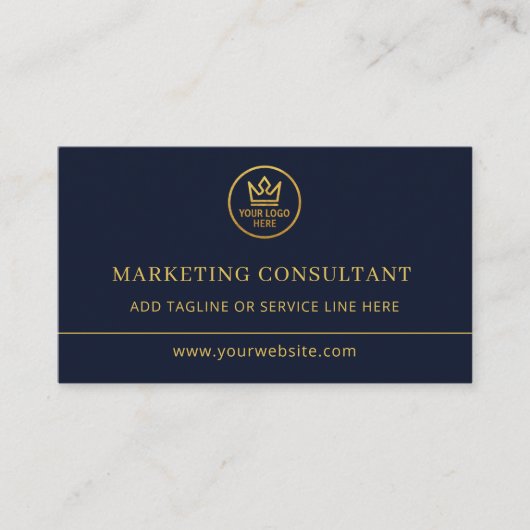 Marketing Consultant Blue Gold Logo QR Code 名刺 (正面)