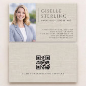Marketing Consultant Linen Photo QR Code 名刺