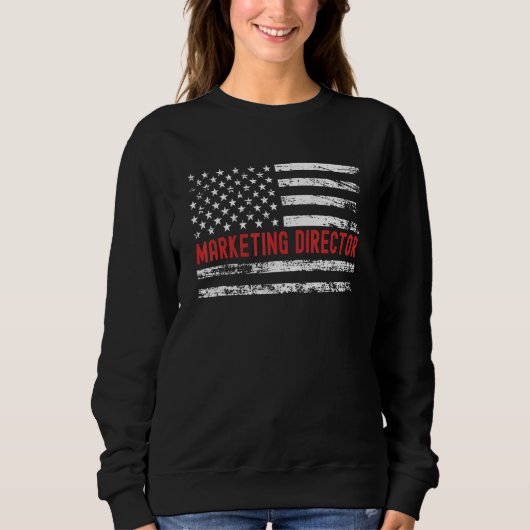 Marketing Director USA Flag Profession Retro Job T スウェットシャツ (正面)