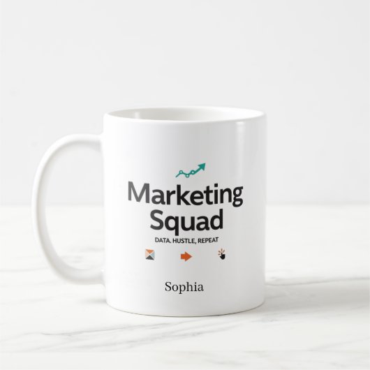 Marketing Squad Personalized Name コーヒーマグカップ (左)
