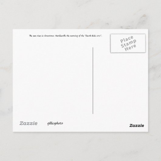 Markleevilleの日の出 ポストカード (裏面)