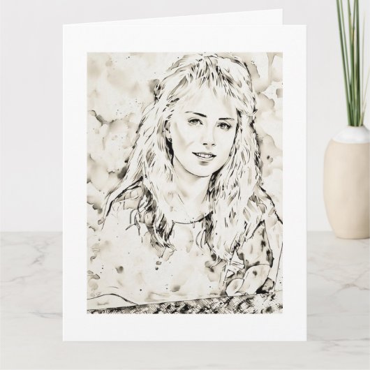 Marla Kay Mangan Computer Sketch Ink Wash 2  カード (正面)