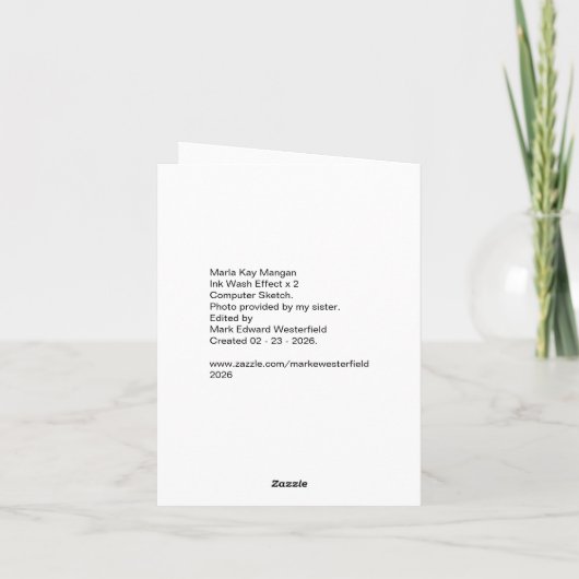 Marla Kay Mangan Computer Sketch Ink Wash 2  カード (裏面)