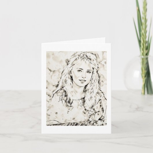 Marla Kay Mangan Computer Sketch Ink Wash 2  カード (正面)