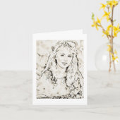 Marla Kay Mangan Computer Sketch Ink Wash 2  カード (黄色い花)