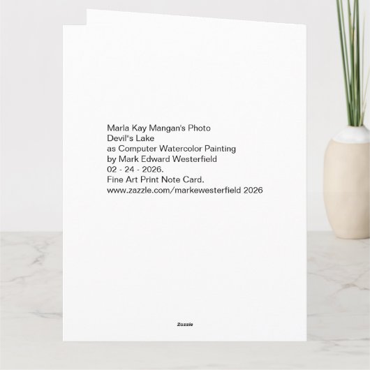 Marla's Devil's Lake Computer Watercolor Painting  カード (裏面)