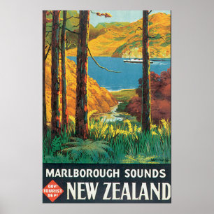 Marlboroughの音のヴィンテージ旅行ポスター ポスター