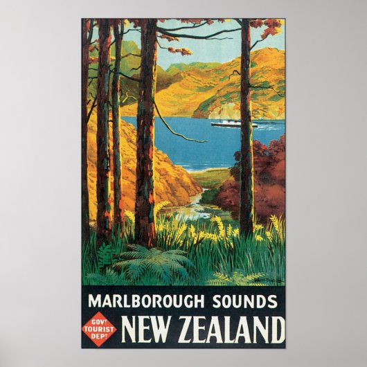 Marlborough Sounds，ニュージーランド旅行ポスター ポスター (正面)