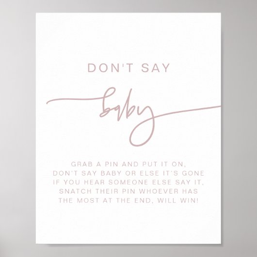 MARLOダスティバラピンクボホ言わないベビー標識 ポスター (正面)