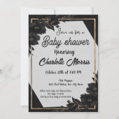 MARLOミニマモダンリストブラック&ホワイトベビーシャワー 招待状 (正面)