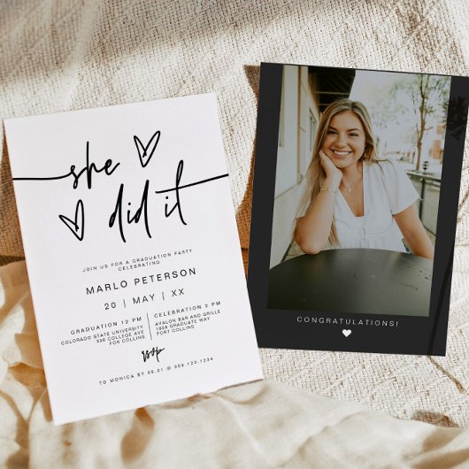 MARLOミニマルハート写真彼女はそれを卒業した 招待状