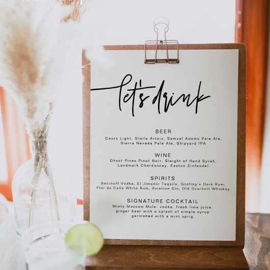 MARLO ボルドーコンテンポラリー Let's Drink バーメニュー ポスト ポスター