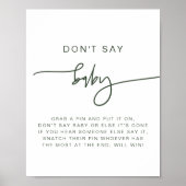 MARLO モダン Boho Forest Greenベビー標識を言わない ポスター (正面)