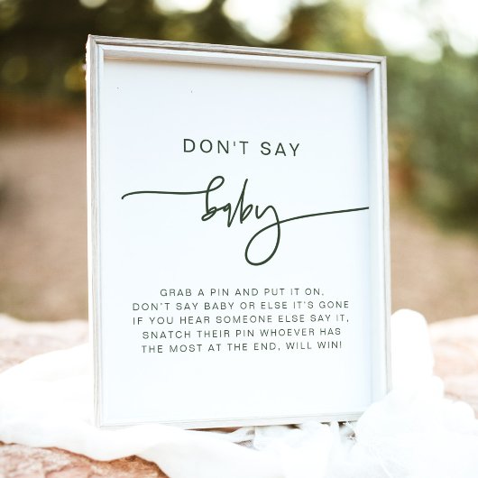 MARLO モダン Boho Forest Greenベビー標識を言わない ポスター