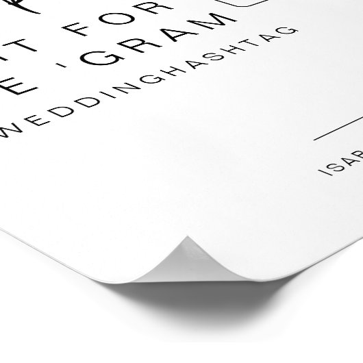 MARLO モダン Instagramはっきりしたハッシュタグ結婚のサイン ポスター (角)