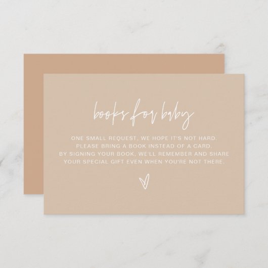 MARLO Boho Beige Books for Baby Shower Game Card 招待状 (正面/裏面)
