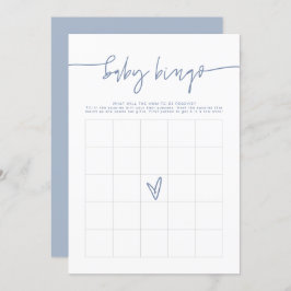 MARLO Boho Dusty Blue Baby Shower Bingoゲームカード 招待状