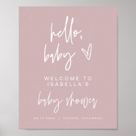 MARLO Boho Dusty Rose Baby Shower Welcome Poster ポスター