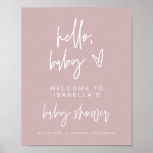 MARLO Boho Dusty Rose Baby Shower Welcome Poster ポスター