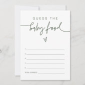 MARLO Boho Forest Green Guess theベビーフードゲーム 招待状 (正面)