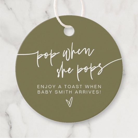 MARLO Boho Olive Green彼女がシャワーをポップ・アートの浴びるポップ フェイバータグ (正面)