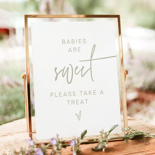 MARLO Boho Sage Green Babies Are Sweet Sign ポスター