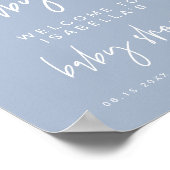 MARLO Modern Boho Dusty Blue Baby Shower Welcome ポスター (角)