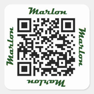 Marlonの名QRコードパーソナライズなステッカー スクエアシール