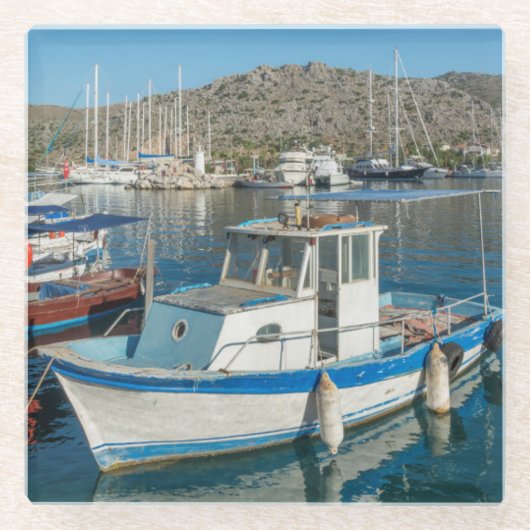 Marmaris、トルコの近くのBozburun港 ガラスコースター (正面)