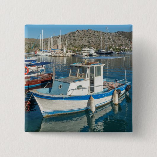 Marmaris、トルコの近くのBozburun港 缶バッジ (正面)