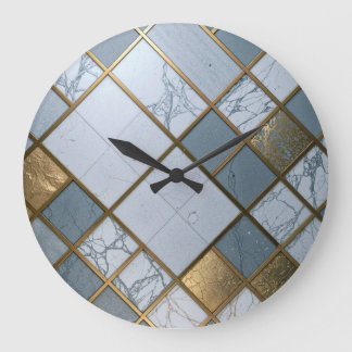 Marmor Gold Raster Luxus Geometrie ラージ壁時計