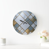 Marmor Gold Raster Luxus Geometrie ラージ壁時計 (ホーム)