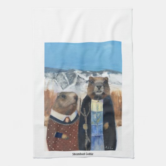 Marmot Tea Towel (American Gothic) キッチンタオル (縦)
