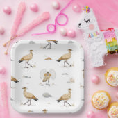 Marocain couleur crème Motif d'oiseaux ペーパープレート (パーティー)