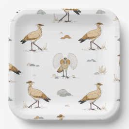 Marocain couleur crème Motif d'oiseaux ペーパープレート