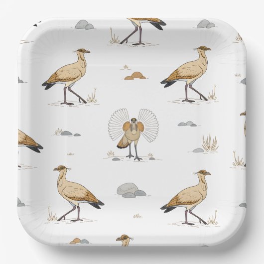 Marocain couleur crème Motif d'oiseaux ペーパープレート (正面)