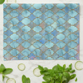 Maroccanピンクおよび青いパターン キッチンタオル (折り畳み)